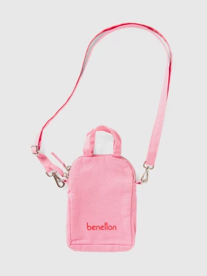 Benetton, Pink Cell Phone Holder In Pure Cotton, size OS, Pink, Women United Colors of Benetton