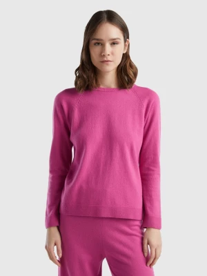Benetton, Pink Crew Neck Sweater In Cashmere And Wool Blend, size S, Pink, Women United Colors of Benetton