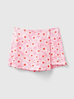 Benetton, Pink Culottes With Floral Print, size 3XL, Pink, Kids United Colors of Benetton