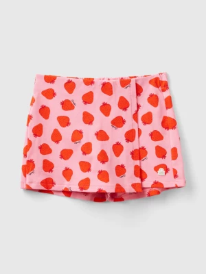 Benetton, Pink Culottes With Strawberry Pattern, size L, Pink, Kids United Colors of Benetton