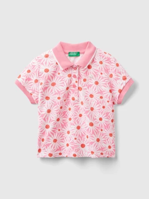 Benetton, Pink Polo Shirt With Floral Print, size 104, Pink, Kids United Colors of Benetton