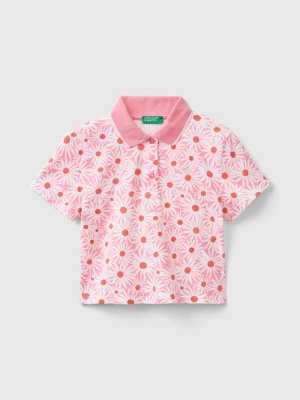 Benetton, Pink Polo Shirt With Floral Print, size 2XL, Pink, Kids United Colors of Benetton