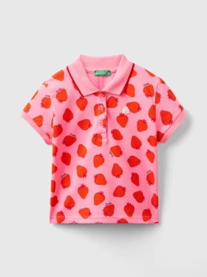 Benetton, Pink Polo With Strawberry Pattern, size 110, Pink, Kids United Colors of Benetton