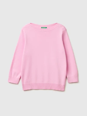 Benetton, Pink Sweater With Boat Neck, Size: XS, Pink, Women United Colors of Benetton