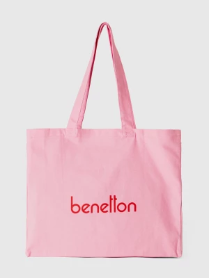 Benetton, Pink Tote Bag In Pure Cotton, size OS, Pink, Women United Colors of Benetton