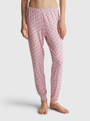 Benetton, Pink Trousers With Heart Print, size XXS, Pink, Women United Colors of Benetton