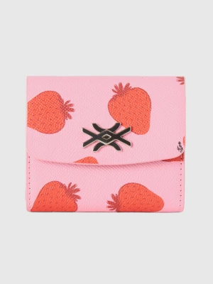 Benetton, Pink Wallet With Strawberry Print, size OS, Pastel Pink, Women United Colors of Benetton