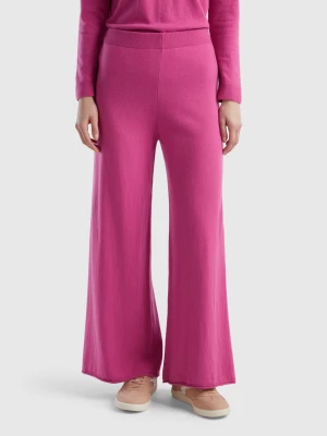 Benetton, Pink Wide Trousers In Cashmere And Wool Blend, size M, Pink, Women United Colors of Benetton