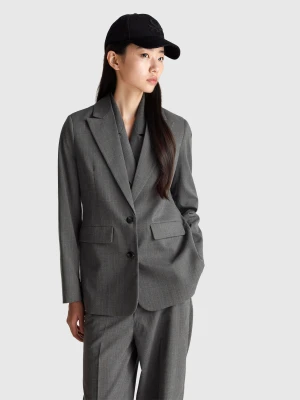 Benetton, Pinstripe Blazer In Viscose Blend, Dark Gray, Women United Colors of Benetton