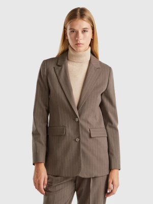 Benetton, Pinstripe Blazer In Viscose Blend, size , Beige, Women United Colors of Benetton