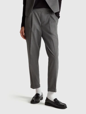 Benetton, Pinstripe Flannel Trousers, Size: XXS, Dark Gray, Women United Colors of Benetton