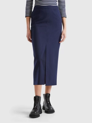 Benetton, Pinstripe Midi Skirt, size , Dark Blue, Women United Colors of Benetton