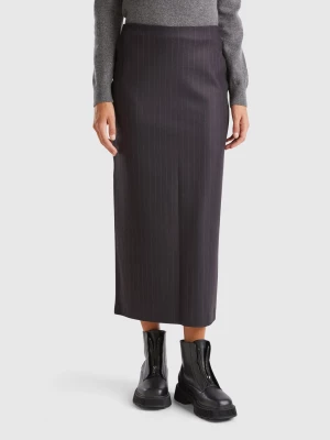 Benetton, Pinstripe Midi Skirt, size XL, Black, Women United Colors of Benetton