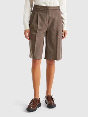 Benetton, Pinstriped Bermudas, size , Brown, Women United Colors of Benetton