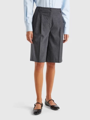 Benetton, Pinstriped Bermudas, size , Dark Gray, Women United Colors of Benetton