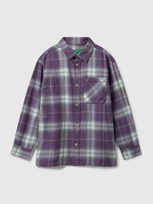 Benetton, Plaid Shirt In 100% Cotton, Size: S, Mauve, Kids United Colors of Benetton