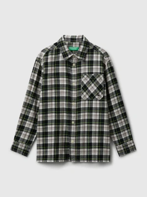 Benetton, Plaid Shirt In 100% Cotton, Size: XL, Beige, Kids United Colors of Benetton