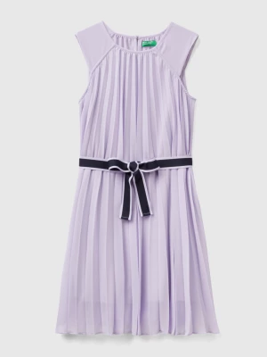 Benetton, Pleated Dress With Belt, size 2XL, Lilac, Kids United Colors of Benetton