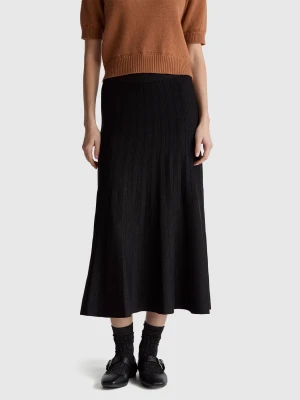 Benetton, Pleated Knit Skirt With Lurex, Size: XXS, Black, Women United Colors of Benetton