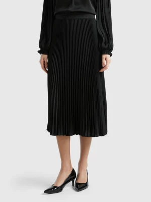Benetton, Pleated Midi Skirt, size , Black, Women United Colors of Benetton