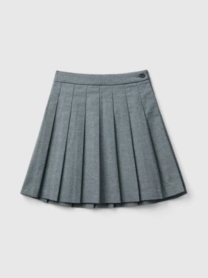 Benetton, Pleated Skirt In Flannel, size 2XL, Gray, Kids United Colors of Benetton