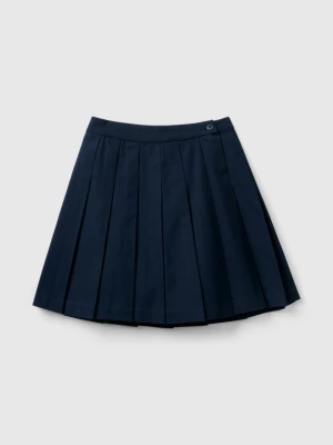 Benetton, Pleated Skirt In Flannel, size L, Dark Blue, Kids United Colors of Benetton