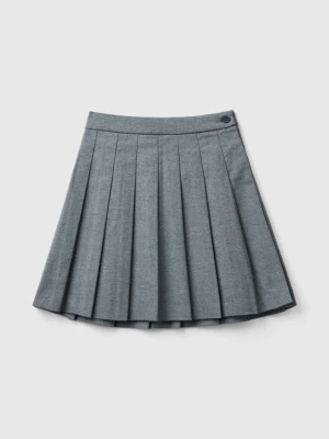 Benetton, Pleated Skirt In Flannel, size S, Gray, Kids United Colors of Benetton