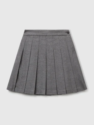 Benetton, Pleated Skirt In Flannel, size XL, Gray, Kids United Colors of Benetton