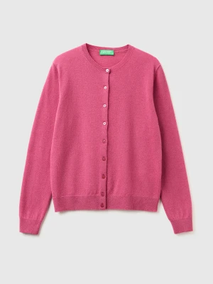 Benetton, Plum Crew Neck Cardigan In Pure Merino Wool, Size: XS, Plum, Women United Colors of Benetton