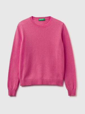Benetton, Plum Crew Neck Sweater In Pure Merino Wool, Size: XS, Plum, Women United Colors of Benetton