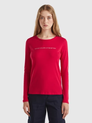 Benetton, Plum Long Sleeve T-shirt In 100% Cotton, size XXS, Plum, Women United Colors of Benetton