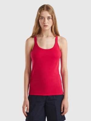 Benetton, Plum Tank Top In Pure Cotton, size XXS, Red, Women United Colors of Benetton