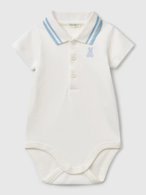 Benetton, Polo Bodysuit In Cotton, size 82, Creamy White, Kids United Colors of Benetton