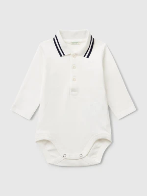 Benetton, Polo Bodysuit In Cotton, size 82, Creamy White, Kids United Colors of Benetton