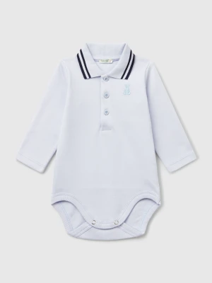Benetton, Polo Bodysuit In Cotton, size 82, Sky Blue, Kids United Colors of Benetton