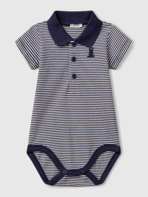 Benetton, Polo Bodysuit In Stretch Cotton, size 82, Dark Blue, Kids United Colors of Benetton