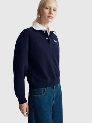 Benetton, Polo In Comfort Fit Sweat Fabric, size XXS, Dark Blue, Women United Colors of Benetton