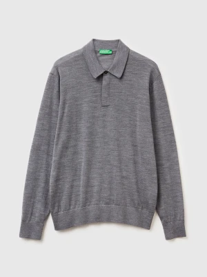Benetton, Polo In Pure Merino Wool, Size: XS, Dark Gray, Men United Colors of Benetton
