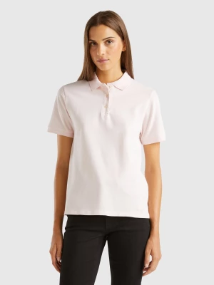 Benetton, Polo In Stretch Organic Cotton, size L, Pastel Pink, Women United Colors of Benetton