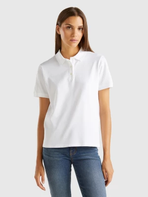 Benetton, Polo In Stretch Organic Cotton, size M, White, Women United Colors of Benetton