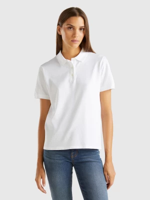 Benetton, Polo In Stretch Organic Cotton, size S, White, Women United Colors of Benetton