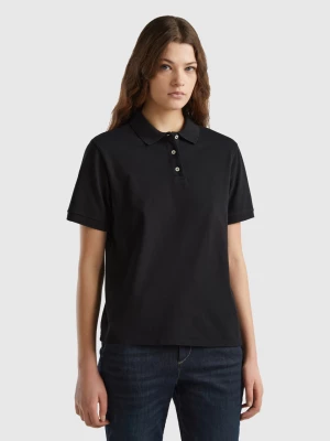 Benetton, Polo In Stretch Organic Cotton, size XS, Black, Women United Colors of Benetton