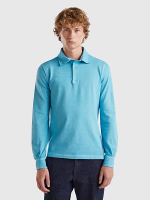 Benetton, Polo In Stretch Organic Cotton, size S, Light Blue, Men United Colors of Benetton