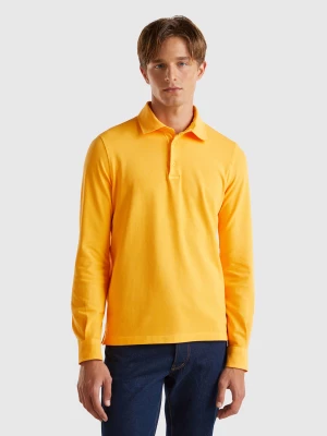 Benetton, Polo In Stretch Organic Cotton, size XL, Mustard, Men United Colors of Benetton