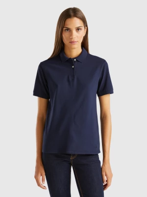 Benetton, Polo In Stretch Organic Cotton, size XXS, Dark Blue, Women United Colors of Benetton