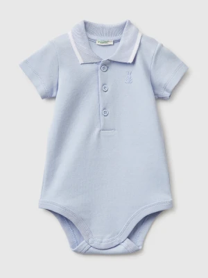 Benetton, Polo Onesie In Organic Cotton, Size: 82, Sky Blue, Kids United Colors of Benetton