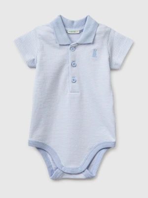 Benetton, Polo Onesie In Stretch Cotton, Size: 82, Sky Blue, Kids United Colors of Benetton