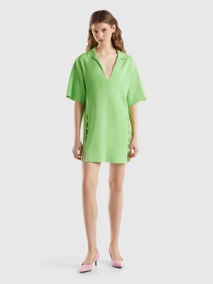 Benetton, Polo Style Cut-out Dress, size L, Light Green, Women United Colors of Benetton