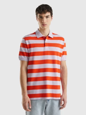 Benetton, Polo With Lilac And Red Stripes, size L, Multi-color, Men United Colors of Benetton