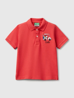 Benetton, Polo With Snoopy Embroidery ©peanuts, size 110, Brick Red, Kids United Colors of Benetton